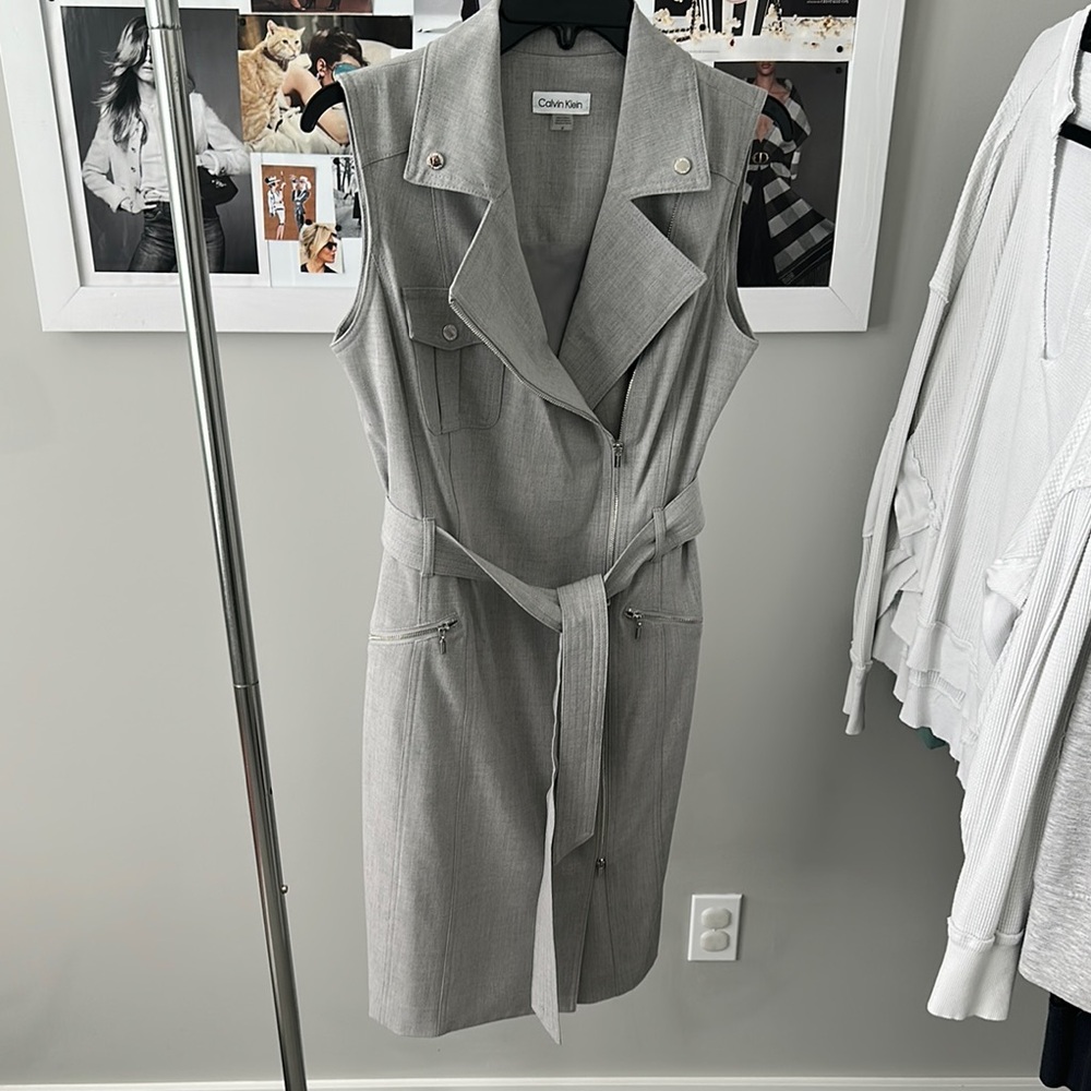 Calvin Klein Gray Sleeveless Trench Dress - NEVER WORN